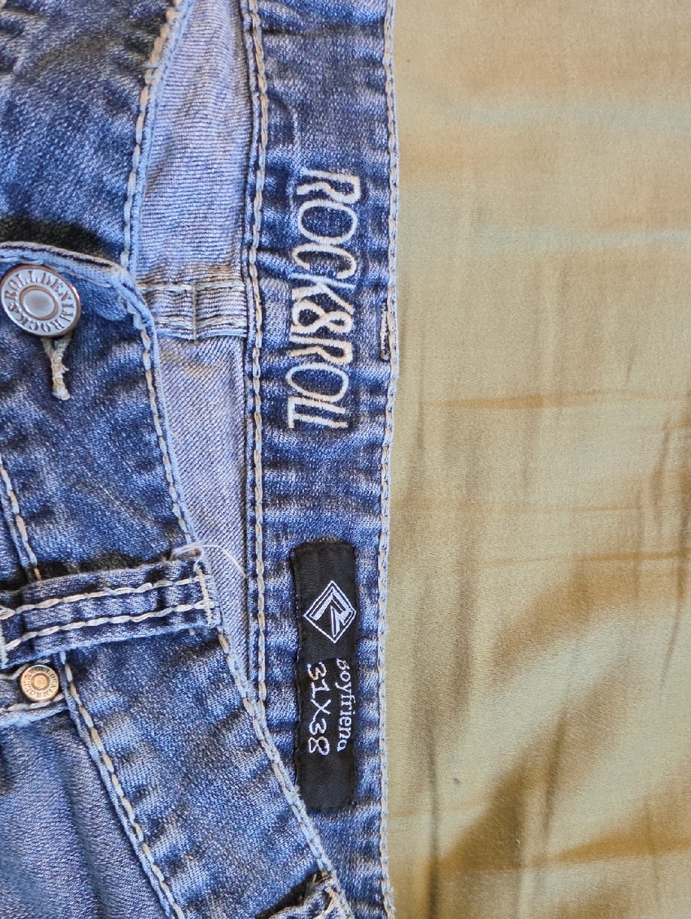 Rock & Roll Boyfriend Womens 31x38 Jeans - Light Blue Denim
